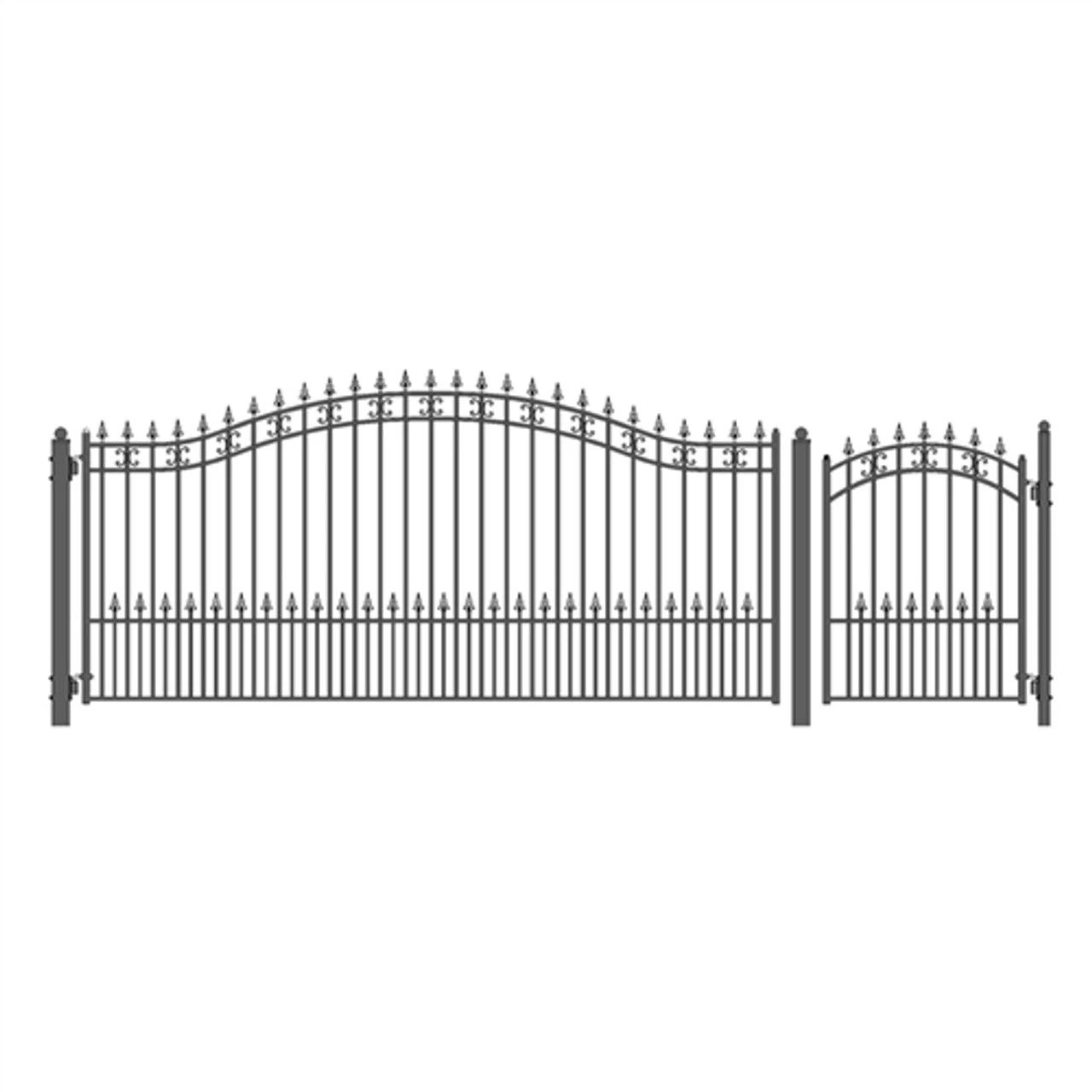 Aleko Steel Single Swing Driveway Gate - ST.LOUIS Style - 14 Ft With Pedestrian Gate - 5 Ft SET14X4STPS-AP 3 Aleko Steel Single Swing Driveway Gate - ST.LOUIS Style - 14 Ft With Pedestrian Gate - 5 Ft SET14X4STPS-AP