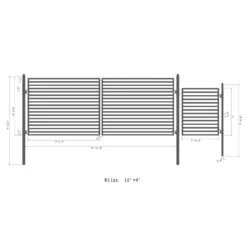 Aleko Steel Dual Swing Driveway Gate - MILAN Style - 16 Ft With Pedestrian Gate - 5 Ft SET16x4MILD-AP -Home And Outdoor SET16X4MILD 4 65430