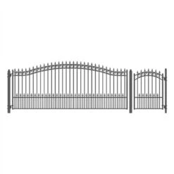 Aleko Steel Single Swing Driveway Gate - PRAGUE Style - 16 Ft With Pedestrian Gate - 5 Ft SET16X4PRAS-AP