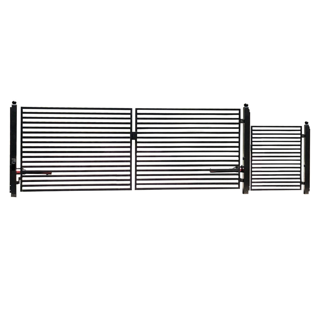 Aleko Steel Dual Swing Driveway Gate - MILAN Style - 18 Ft With Pedestrian Gate - 5 Ft SET18x4MILD-AP 3 Aleko Steel Dual Swing Driveway Gate - MILAN Style - 18 Ft With Pedestrian Gate - 5 Ft SET18x4MILD-AP