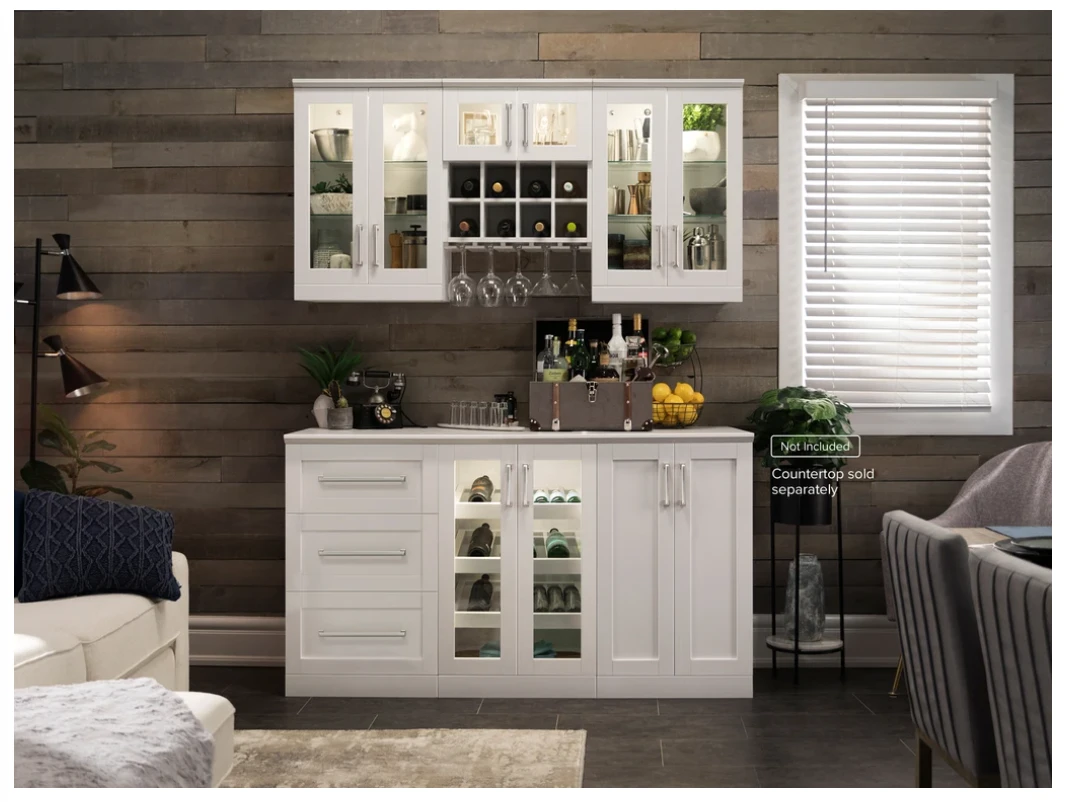 NewAge Wall Bar Cabinet Wine Cabinet Set With Beverage Display Cabinet, Wall Wine Rack, Wine Wall Cabinet Display - 6 Piece Wine Bar Home Dry Bar Wine Storage Cabinet Set 62516 4 NewAge Wall Bar Cabinet Wine Cabinet Set With Beverage Display Cabinet, Wall Wine Rack, Wine Wall Cabinet Display - 6 Piece Wine Bar Home Dry Bar Wine Storage Cabinet Set 62516 - Image 2