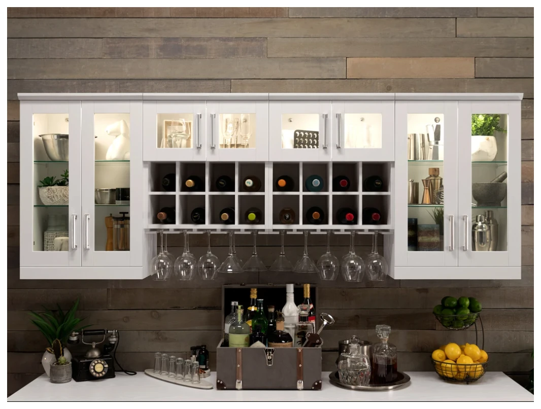 NewAge Wall Bar Cabinet Wine Cabinet Set With Glass Beverage Display Base Cabinet, Wall Wine Rack, Glass Short Wall Display Cabinet - 6 Piece Home Dry Bar Wine Storage Cabinet Set 62518 7 NewAge Wall Bar Cabinet Wine Cabinet Set With Glass Beverage Display Base Cabinet, Wall Wine Rack, Glass Short Wall Display Cabinet - 6 Piece Home Dry Bar Wine Storage Cabinet Set 62518 - Image 5