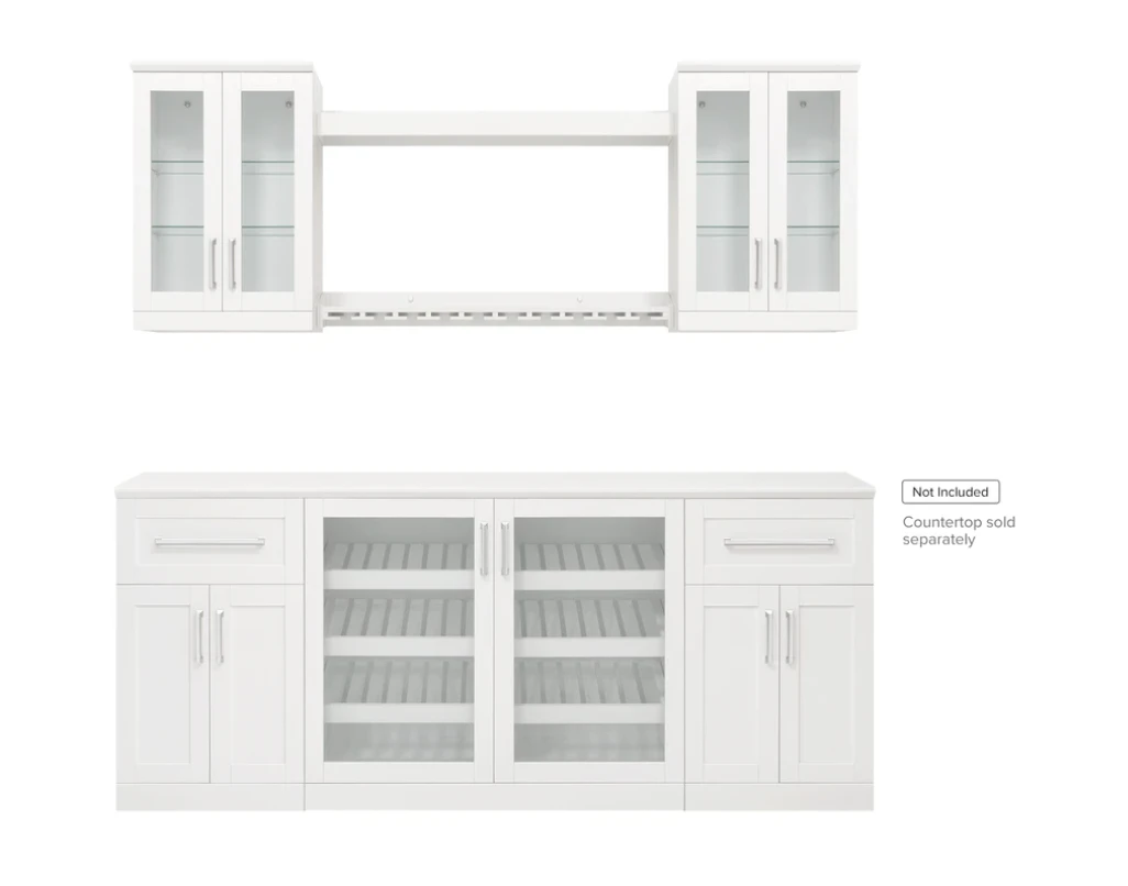 NewAge Wall Bar Cabinet Wine Cabinet Set With Glass Beverage Display Base Cabinet, Floating Display Shelf, Hanging Stemware Shelf, Glass Short Wall Display Cabinet - 8 Piece Home Dry Bar Wine Storage Cabinet Set 62539 5 NewAge Wall Bar Cabinet Wine Cabinet Set With Glass Beverage Display Base Cabinet, Floating Display Shelf, Hanging Stemware Shelf, Glass Short Wall Display Cabinet - 8 Piece Home Dry Bar Wine Storage Cabinet Set 62539 - Image 3
