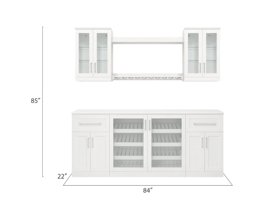NewAge Wall Bar Cabinet Wine Cabinet Set With Glass Beverage Display Base Cabinet, Floating Display Shelf, Hanging Stemware Shelf, Glass Short Wall Display Cabinet - 8 Piece Home Dry Bar Wine Storage Cabinet Set 62539 6 NewAge Wall Bar Cabinet Wine Cabinet Set With Glass Beverage Display Base Cabinet, Floating Display Shelf, Hanging Stemware Shelf, Glass Short Wall Display Cabinet - 8 Piece Home Dry Bar Wine Storage Cabinet Set 62539 - Image 4