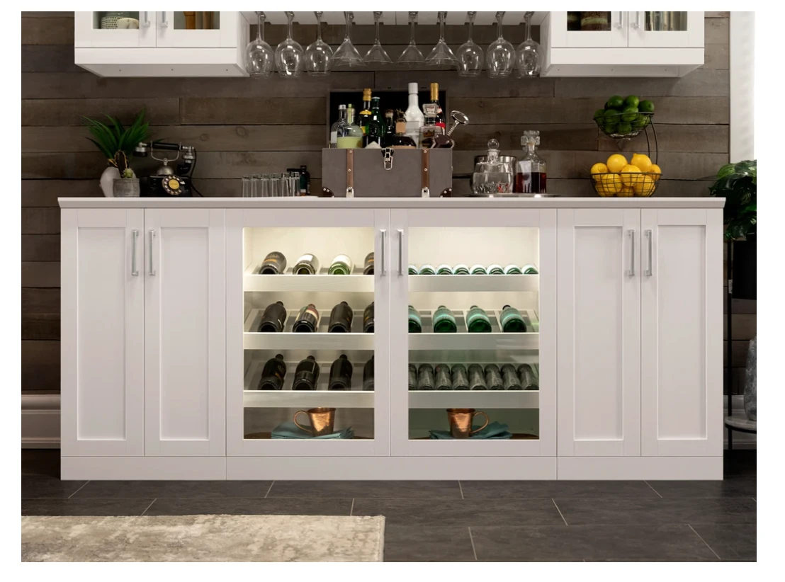 NewAge Wall Bar Cabinet Wine Cabinet Set With Glass Beverage Display Base Cabinet, Floating Display Shelf, Hanging Stemware Shelf, Glass Short Wall Display Cabinet - 8 Piece Home Dry Bar Wine Storage Cabinet Set 62539 14 NewAge Wall Bar Cabinet Wine Cabinet Set With Glass Beverage Display Base Cabinet, Floating Display Shelf, Hanging Stemware Shelf, Glass Short Wall Display Cabinet - 8 Piece Home Dry Bar Wine Storage Cabinet Set 62539 - Image 12