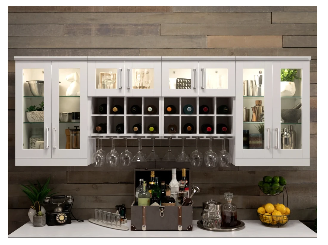NewAge Wall Bar Cabinet Wine Cabinet Set With Glass Beverage Display Base Cabinet, Wall Wine Rack, Glass Tall Wall Display Cabinet - 8 Piece Home Dry Bar Wine Storage Cabinet Set 62521 10 NewAge Wall Bar Cabinet Wine Cabinet Set With Glass Beverage Display Base Cabinet, Wall Wine Rack, Glass Tall Wall Display Cabinet - 8 Piece Home Dry Bar Wine Storage Cabinet Set 62521 - Image 8