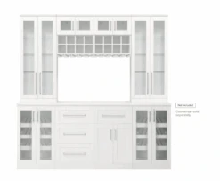 NewAge Wall Bar Cabinet Wine Cabinet Set With Glass Beverage Display Base Cabinet, Wall Wine Rack, Glass Tall Wall Display Cabinet - 8 Piece Home Dry Bar Wine Storage Cabinet Set 62521