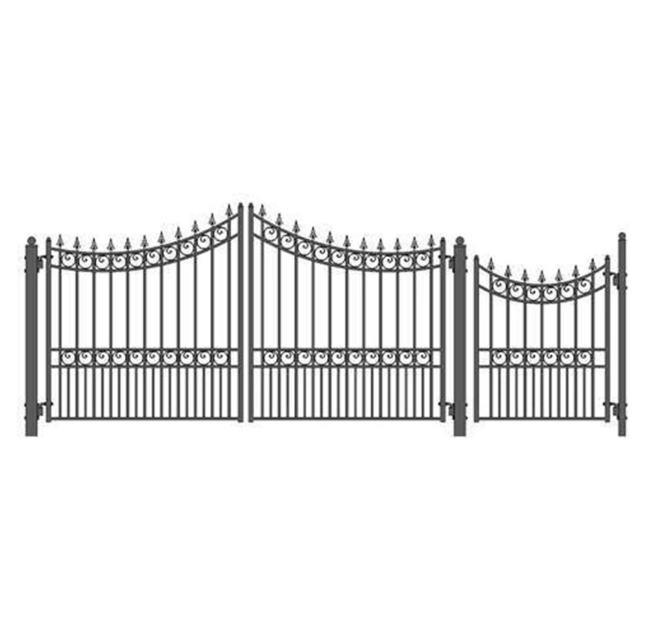 Aleko Steel Dual Swing Driveway Gate - Moscow Style - 12 Ft With Pedestrian Gate - 5 Ft 3 Aleko Steel Dual Swing Driveway Gate - Moscow Style - 12 Ft With Pedestrian Gate - 5 Ft