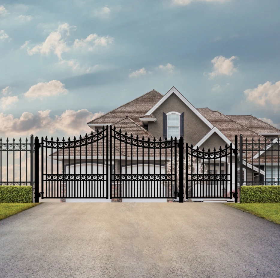 Aleko Steel Dual Swing Driveway Gate - Moscow Style - 14 Ft With Pedestrian Gate - 5 Ft 4 Aleko Steel Dual Swing Driveway Gate - Moscow Style - 14 Ft With Pedestrian Gate - 5 Ft - Image 2