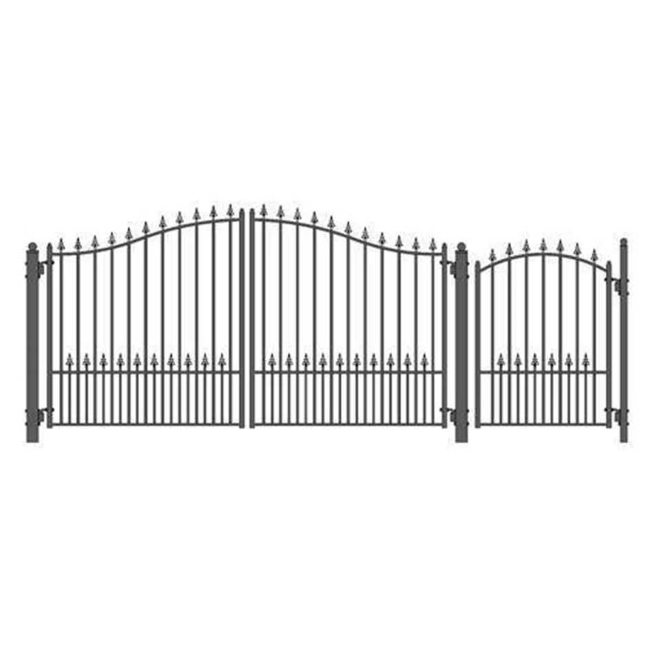 Aleko Steel Dual Swing Driveway Gate - Munich Style - 16 Ft With Pedestrian Gate - 5 Ft 3 Aleko Steel Dual Swing Driveway Gate - Munich Style - 16 Ft With Pedestrian Gate - 5 Ft