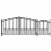 Aleko Steel Dual Swing Driveway Gate - Paris Style - 16 Ft With Pedestrian Gate - 5 Ft