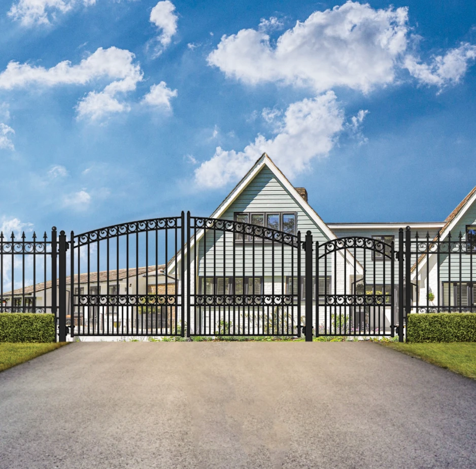 Aleko Steel Dual Swing Driveway Gate - Paris Style - 12 Ft With Pedestrian Gate - 5 Ft 4 Aleko Steel Dual Swing Driveway Gate - Paris Style - 12 Ft With Pedestrian Gate - 5 Ft - Image 2