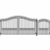 Aleko Steel Dual Swing Driveway Gate - London Style - 12 Ft With Pedestrian Gate - 5 Ft