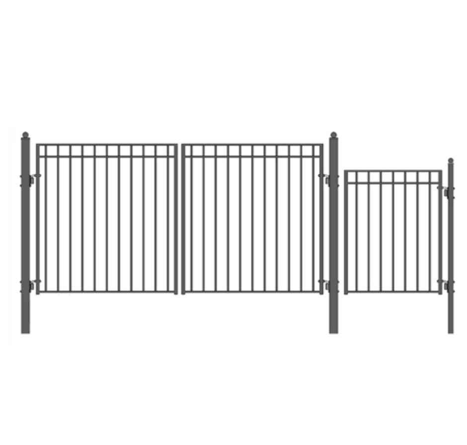Aleko Steel Dual Swing Driveway Gate - Madrid Style - 12 Ft With Pedestrian Gate - 5 Ft 4 Aleko Steel Dual Swing Driveway Gate - Madrid Style - 12 Ft With Pedestrian Gate - 5 Ft - Image 2
