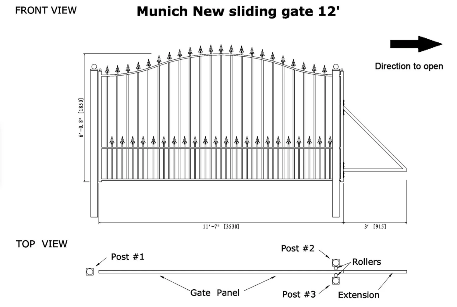 Aleko Steel Sliding Driveway Gate - Munich Style - 12 X 6 Feet 13 Aleko Steel Sliding Driveway Gate - Munich Style - 12 X 6 Feet - Image 11