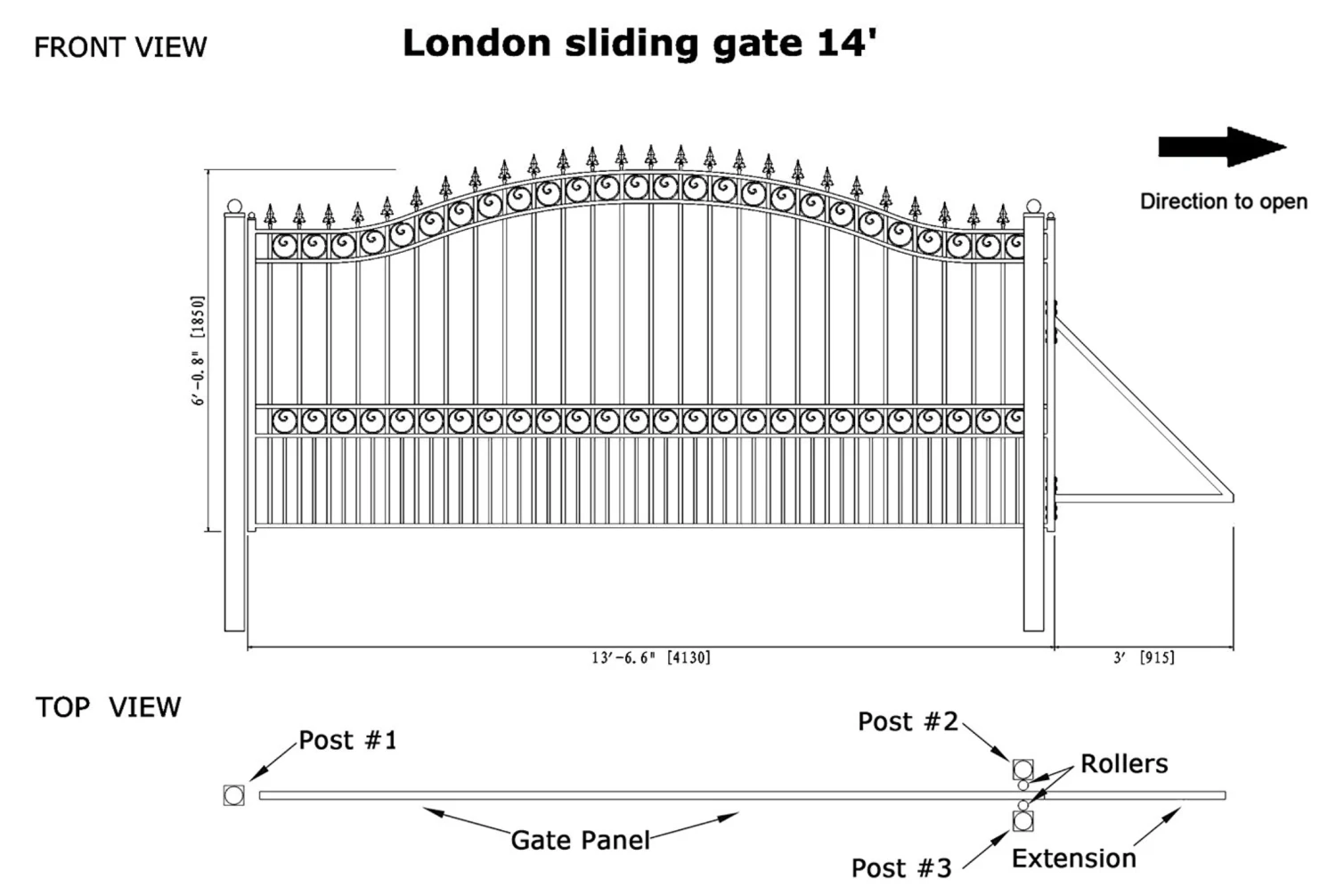 Aleko Steel Sliding Driveway Gate - London Style - 14 X 6 Feet 14 Aleko Steel Sliding Driveway Gate - London Style - 14 X 6 Feet - Image 12