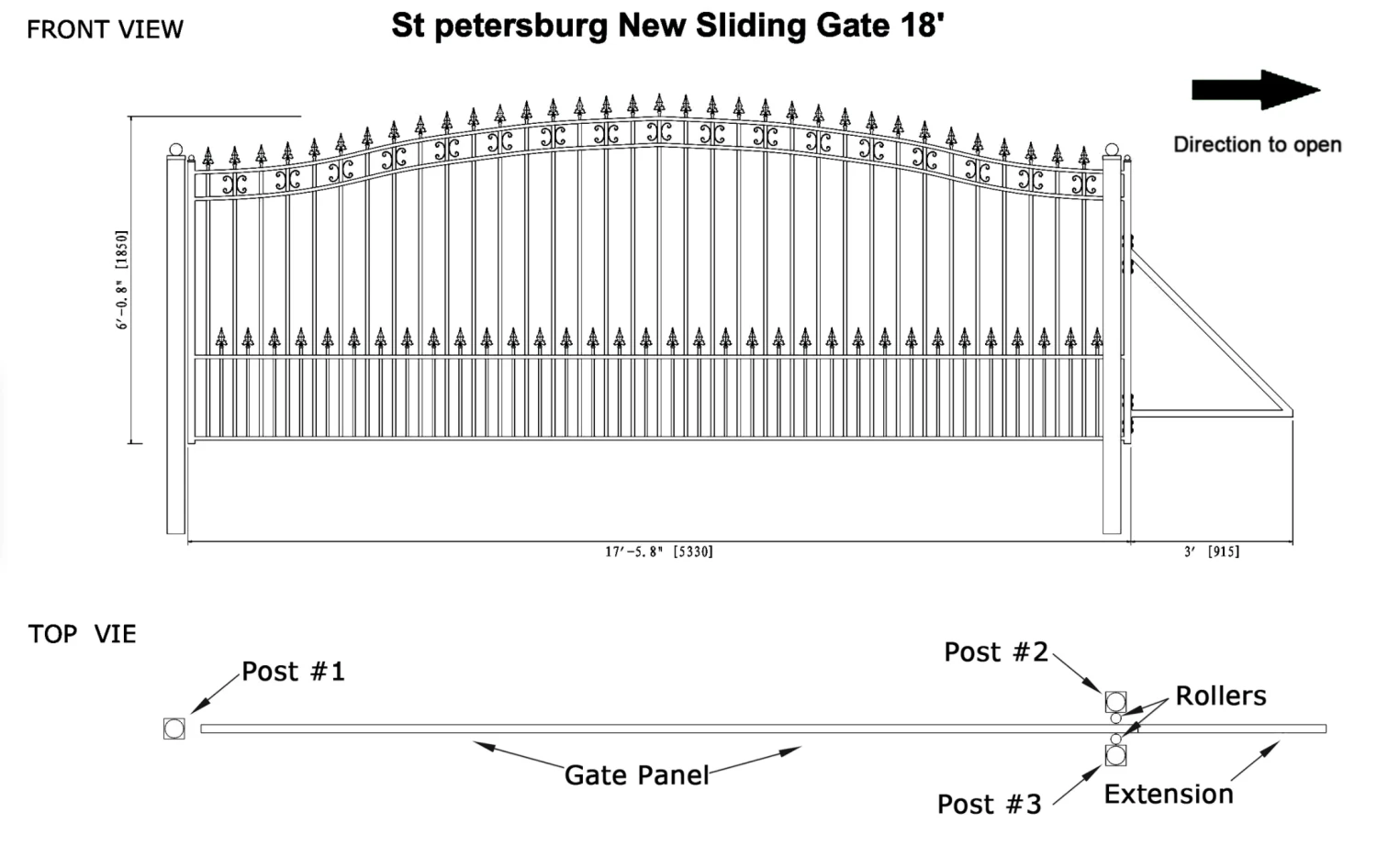 Aleko Steel Sliding Driveway Gate - St. Petersburg Style - 18 X 6 Feet 14 Aleko Steel Sliding Driveway Gate - St. Petersburg Style - 18 X 6 Feet - Image 12