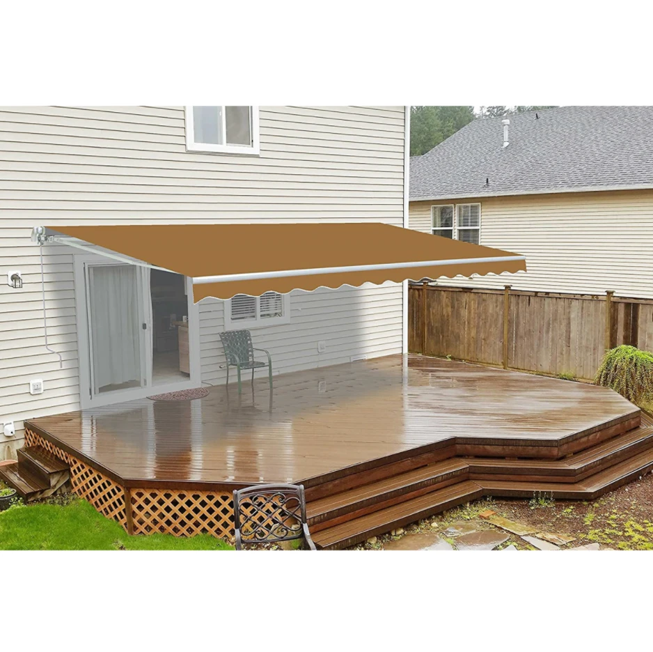 Aleko Retractable White Frame Patio Awning - 10 X 8 Feet - Sand 4 Aleko Retractable White Frame Patio Awning - 10 X 8 Feet - Sand - Image 2