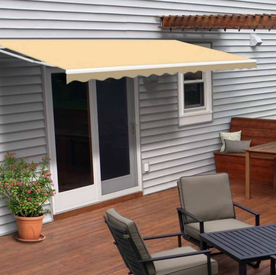 Aleko Motorized Retractable White Frame Patio Awning - 20 X 10 Feet - Ivory 3 Aleko Motorized Retractable White Frame Patio Awning - 20 X 10 Feet - Ivory