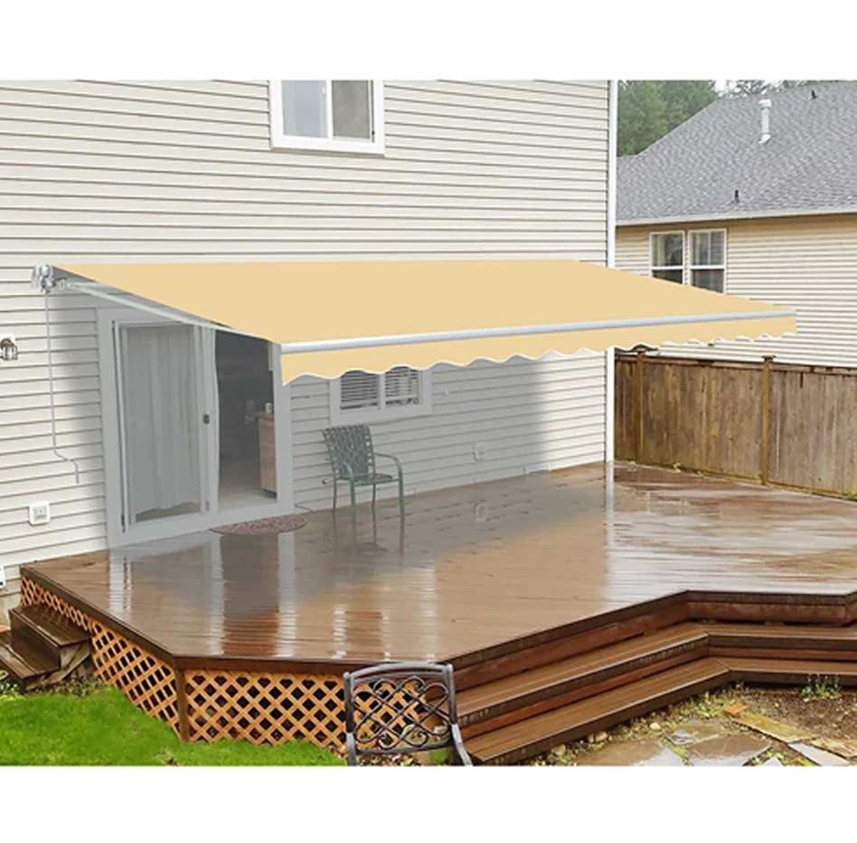 Aleko Motorized Retractable White Frame Patio Awning - 20 X 10 Feet - Ivory 4 Aleko Motorized Retractable White Frame Patio Awning - 20 X 10 Feet - Ivory - Image 2