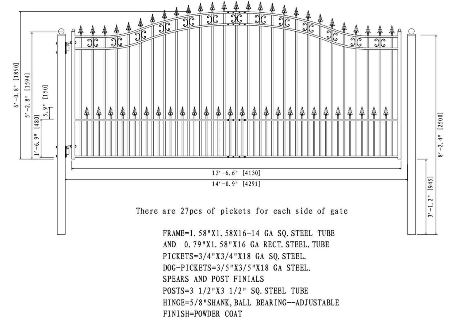Aleko Steel Single Swing Driveway Gate - St. Petersburg Style - 14 X 6 Feet 9 Aleko Steel Single Swing Driveway Gate - St. Petersburg Style - 14 X 6 Feet - Image 7