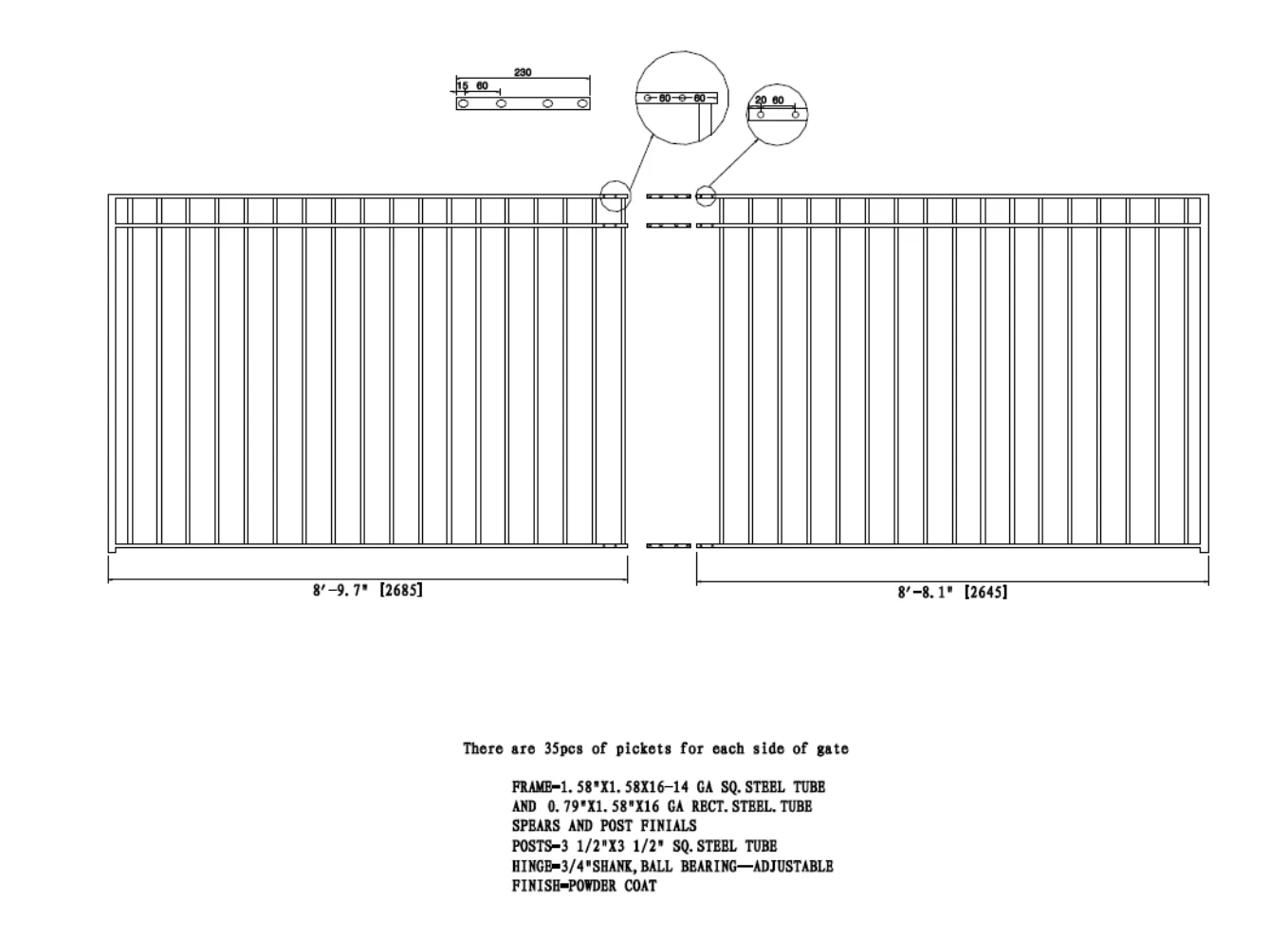 Aleko Steel Single Swing Driveway Gate - Madrid Style - 18 X 6 Feet 8 Aleko Steel Single Swing Driveway Gate - Madrid Style - 18 X 6 Feet - Image 7
