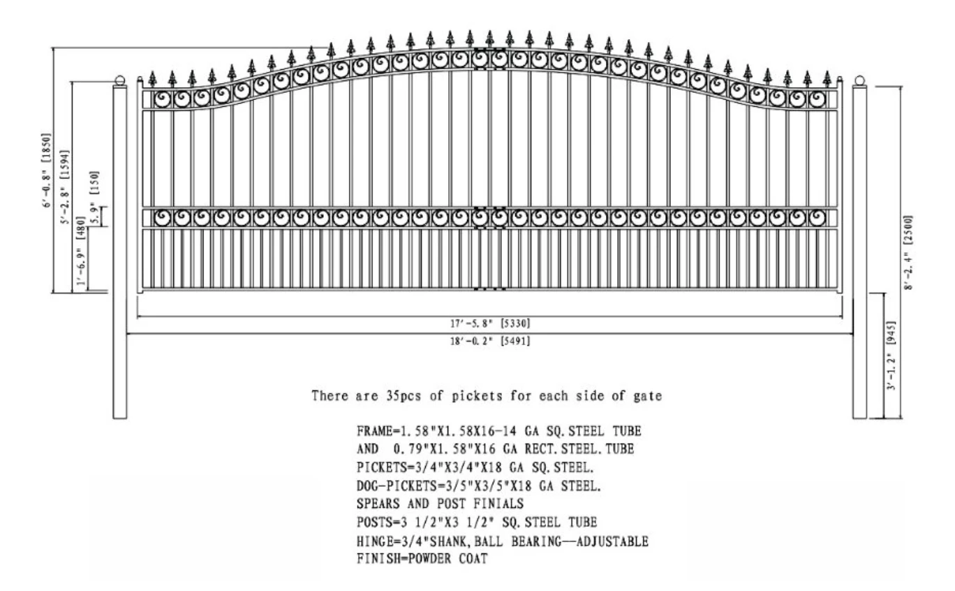 Aleko Steel Single Swing Driveway Gate - London Style - 18 X 6 Feet 10 Aleko Steel Single Swing Driveway Gate - London Style - 18 X 6 Feet - Image 8