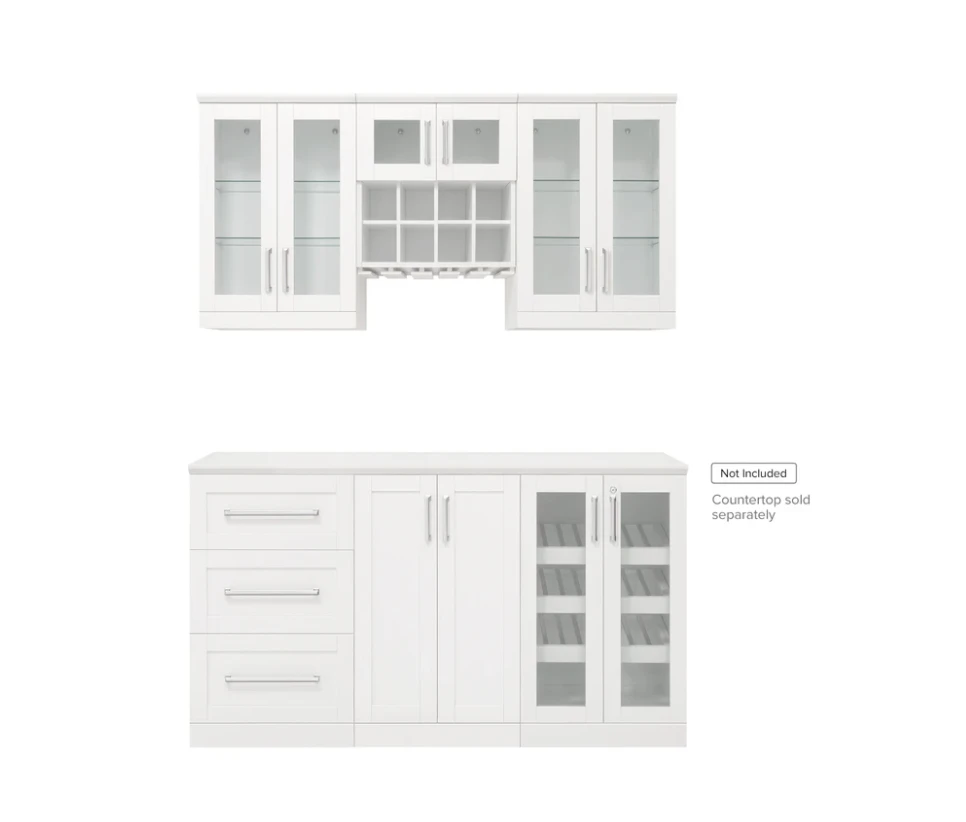 NewAge Wall Bar Cabinet Wine Cabinet Set With Beverage Center Cabinets, Wine Wall Cabinet Rack, Wine Storage Cabinet - 6 Piece Wine Bar Home Dry Bar Set 62515 3 NewAge Wall Bar Cabinet Wine Cabinet Set With Beverage Center Cabinets, Wine Wall Cabinet Rack, Wine Storage Cabinet - 6 Piece Wine Bar Home Dry Bar Set 62515