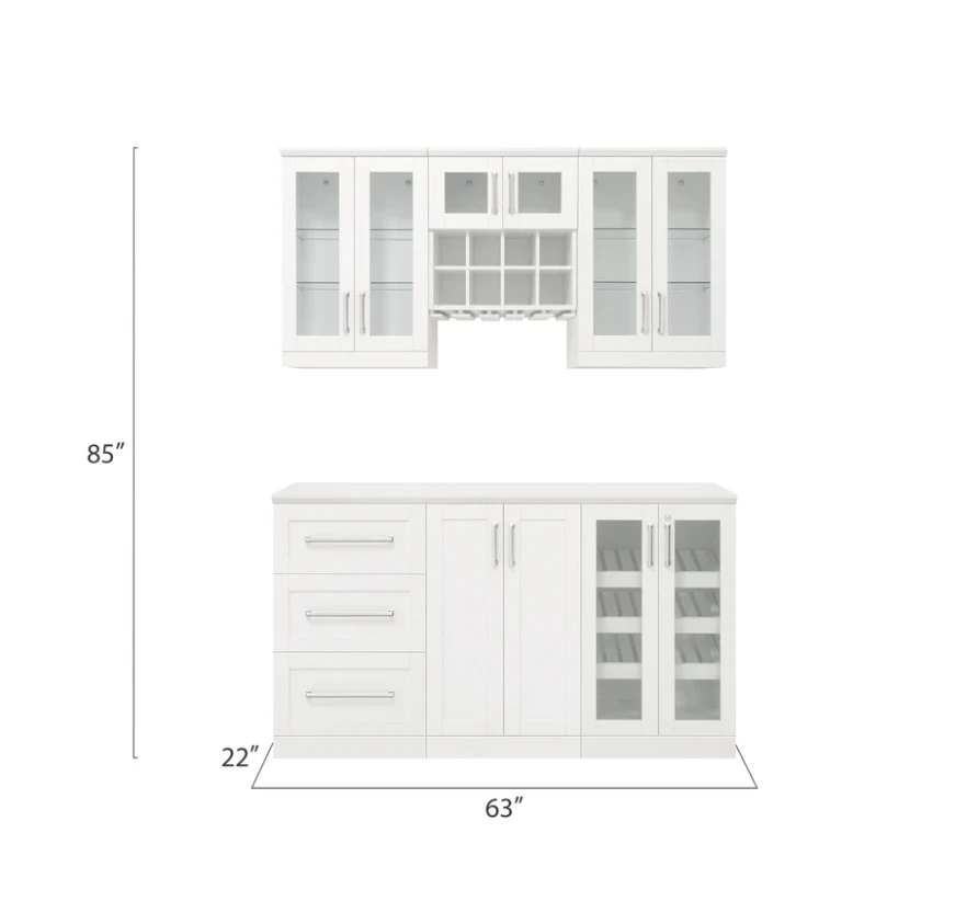 NewAge Wall Bar Cabinet Wine Cabinet Set With Beverage Center Cabinets, Wine Wall Cabinet Rack, Wine Storage Cabinet - 6 Piece Wine Bar Home Dry Bar Set 62515 6 NewAge Wall Bar Cabinet Wine Cabinet Set With Beverage Center Cabinets, Wine Wall Cabinet Rack, Wine Storage Cabinet - 6 Piece Wine Bar Home Dry Bar Set 62515 - Image 4