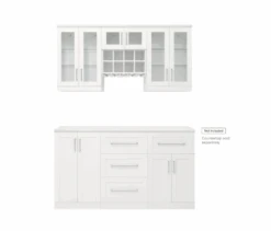 NewAge Wall Bar Cabinet Wine Cabinet Set With Wine Wall Cabinet Display, Wall Wine Rack, Wine Storage Cabinet - 6 Piece Wine Bar Home Dry Bar Set 62517