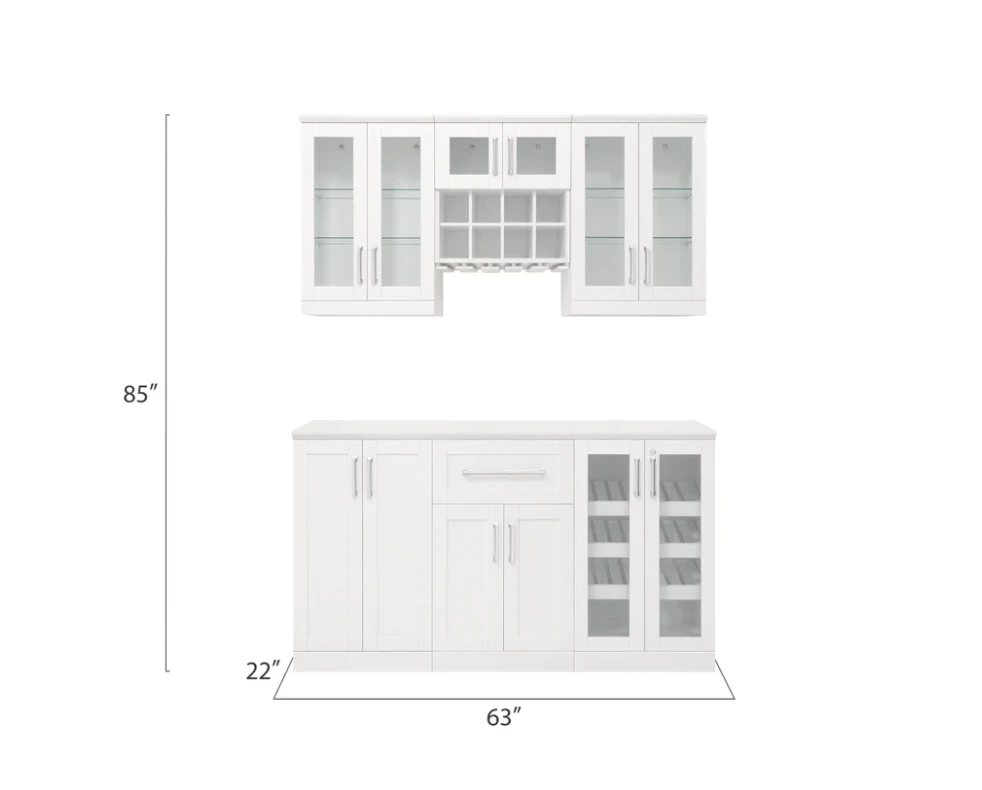 NewAge Wall Bar Cabinet Wine Cabinet Set With Glass Beverage Display Base Cabinet, Wall Wine Rack, Glass Short Wall Display Cabinet - 6 Piece Home Dry Bar Wine Storage Cabinet Set 62518 5 NewAge Wall Bar Cabinet Wine Cabinet Set With Glass Beverage Display Base Cabinet, Wall Wine Rack, Glass Short Wall Display Cabinet - 6 Piece Home Dry Bar Wine Storage Cabinet Set 62518 - Image 3