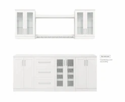 NewAge Wall Bar Cabinet Wine Cabinet Set With Glass Beverage Display Base Cabinet, Floating Display Shelf, Hanging Stemware Shelf, Glass Short Wall Display Cabinet - 8 Piece Home Dry Bar Wine Storage Cabinet Set 62534 -Home And Outdoor ScreenShot2021 03 03at10.56.00AM