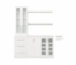 NewAge Wall Bar Cabinet Wine Cabinet Set With Wine Storage Cabinet, Floating Shelf, Stemware Shelf, Wine Wall Cabinet - 6 Piece Wine Bar Home Dry Bar Set 62520