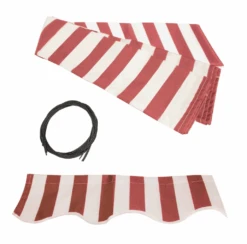 Aleko Half Cassette Motorized Retractable LED Luxury Patio Awning - 20 X 10 Feet - Red And White Stripes -Home And Outdoor ScreenShot2021 03 12at2.34.03PM