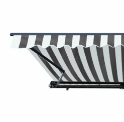 Aleko Half Cassette Motorized Retractable LED Luxury Patio Awning - 20 X 10 Feet - Gray And White Stripes -Home And Outdoor ScreenShot2021 03 12at2.42.52PM