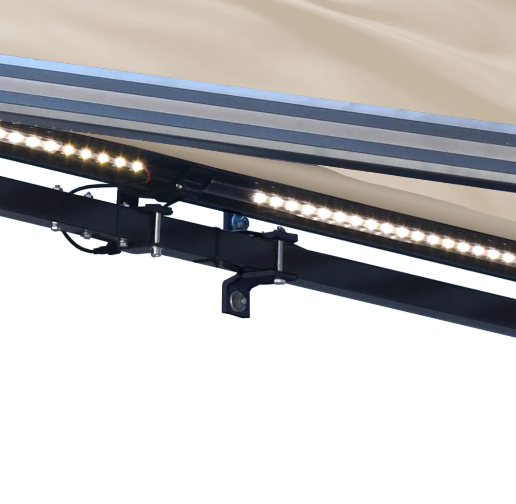 Aleko Half Cassette Motorized Retractable LED Luxury Patio Awning - 16 X 10 Feet - Ivory 6 Aleko Half Cassette Motorized Retractable LED Luxury Patio Awning - 16 X 10 Feet - Ivory - Image 4