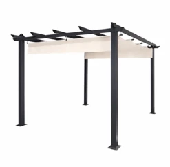 Home And Outdoor 50 Aleko Aluminum Outdoor Canopy Grape Trellis Pergola - 9 X 9 Ft - White Color