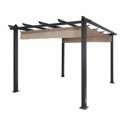 Home And Outdoor 48 Aleko Aluminum Outdoor Canopy Grape Trellis Pergola - 9 X 9 Ft - Sand Color