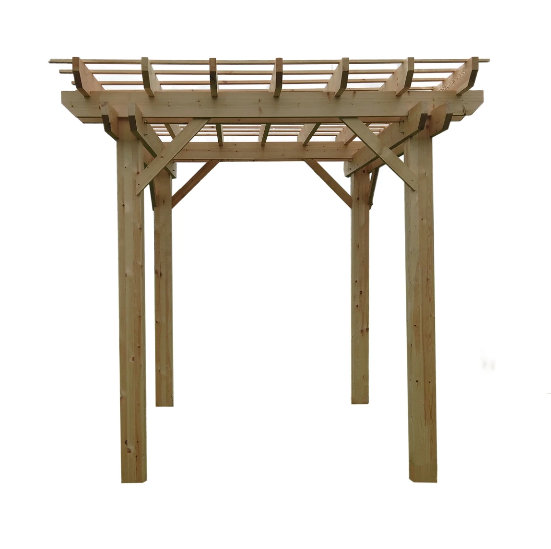 Aleko Premium Outdoor Wooden Arbor Topped Pergola - 7 X 8 Feet 5 Aleko Premium Outdoor Wooden Arbor Topped Pergola - 7 X 8 Feet - Image 3