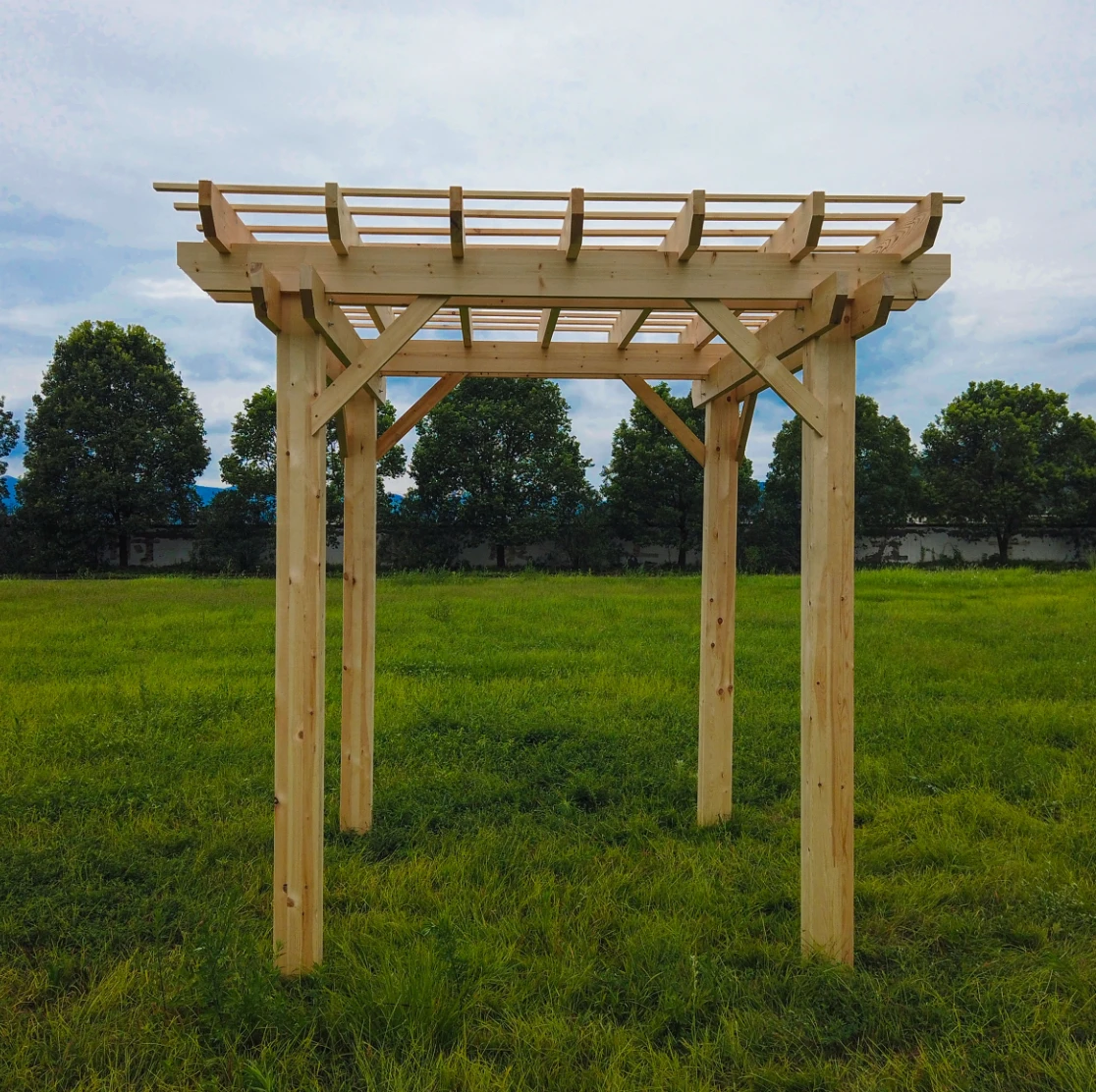 Aleko Premium Outdoor Wooden Arbor Topped Pergola - 7 X 8 Feet 6 Aleko Premium Outdoor Wooden Arbor Topped Pergola - 7 X 8 Feet - Image 4