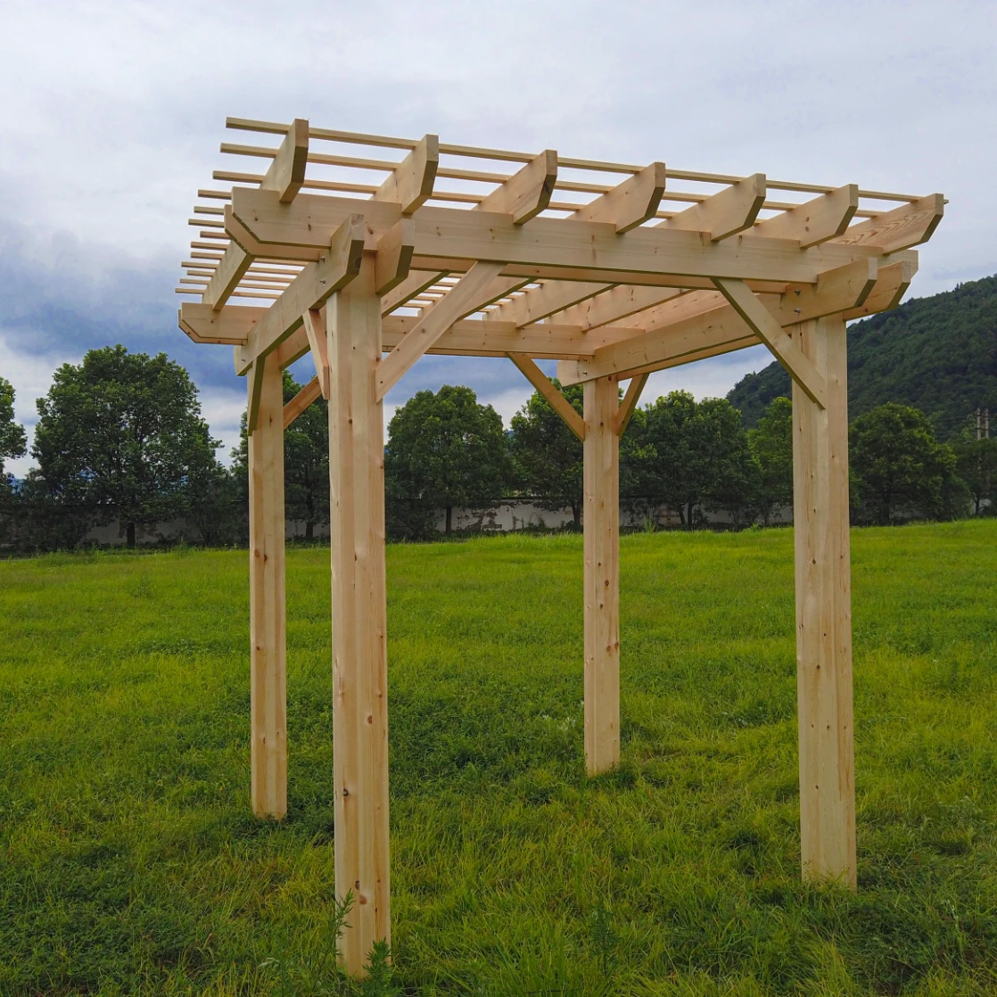 Aleko Premium Outdoor Wooden Arbor Topped Pergola - 10 X 10 Feet 4 Aleko Premium Outdoor Wooden Arbor Topped Pergola - 10 X 10 Feet - Image 2