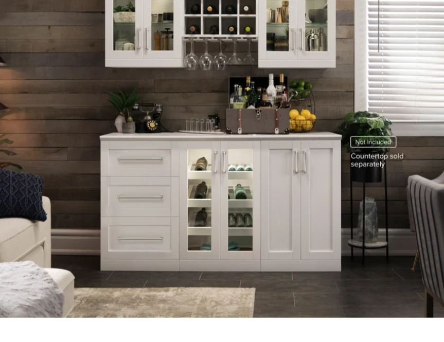 NewAge Home Entertainment Bar Cabinet Wine Storage Beverage Center With Glass Beverage Display Base Cabinet, Base Storage Cabinets - 3 Piece Wall Bar Cabinet Wine Cabinet Set 62524 4 NewAge Home Entertainment Bar Cabinet Wine Storage Beverage Center With Glass Beverage Display Base Cabinet, Base Storage Cabinets - 3 Piece Wall Bar Cabinet Wine Cabinet Set 62524 - Image 2