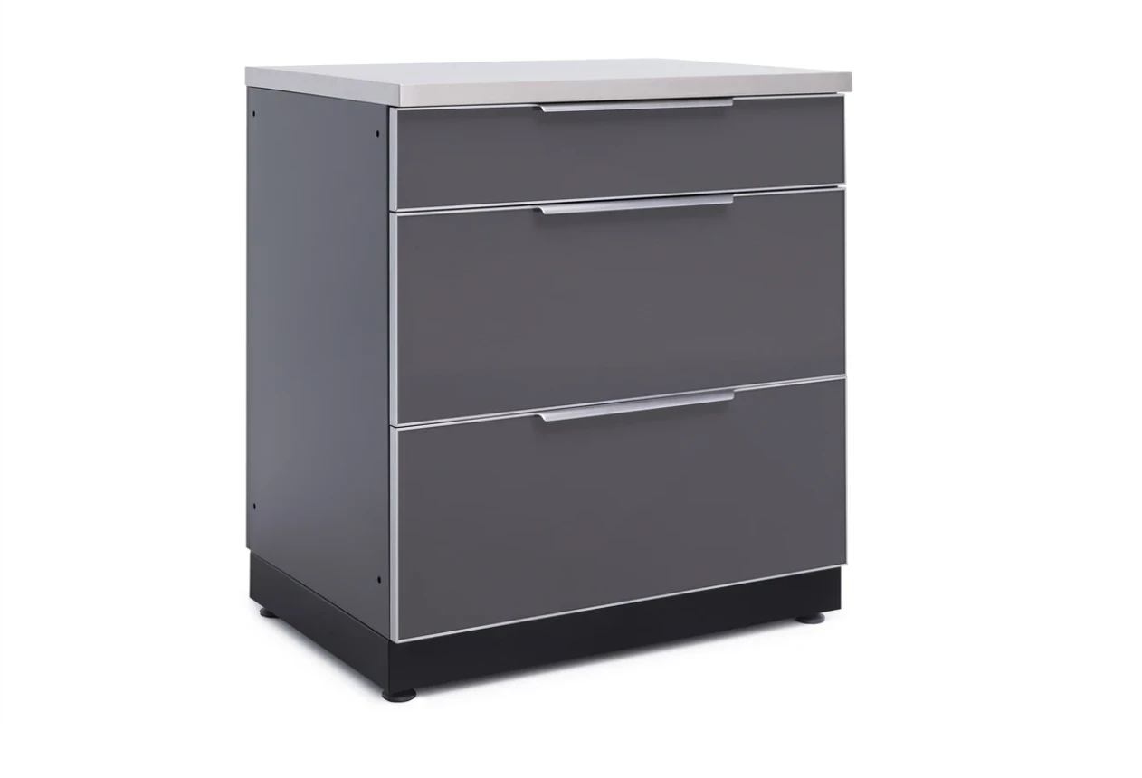 Modular Outdoor Kitchen Cabinets Aluminum 3 Drawer Cabinet Slate Gray Door 70203 5 Modular Outdoor Kitchen Cabinets Aluminum 3 Drawer Cabinet Slate Gray Door 70203 - Image 3