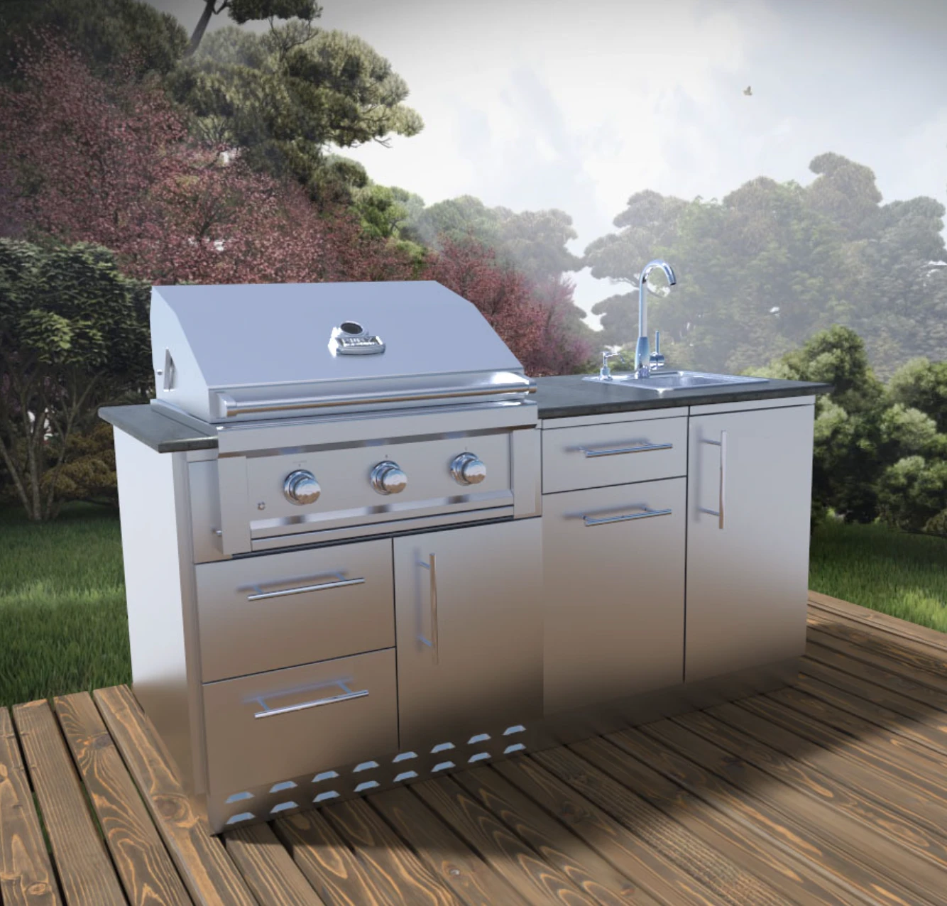 Sunstone Metal Products Caprice 6 Foot Grill & Bar Sink Outdoor Island Package SCPCAPRICE 4 Sunstone Metal Products Caprice 6 Foot Grill & Bar Sink Outdoor Island Package SCPCAPRICE - Image 2