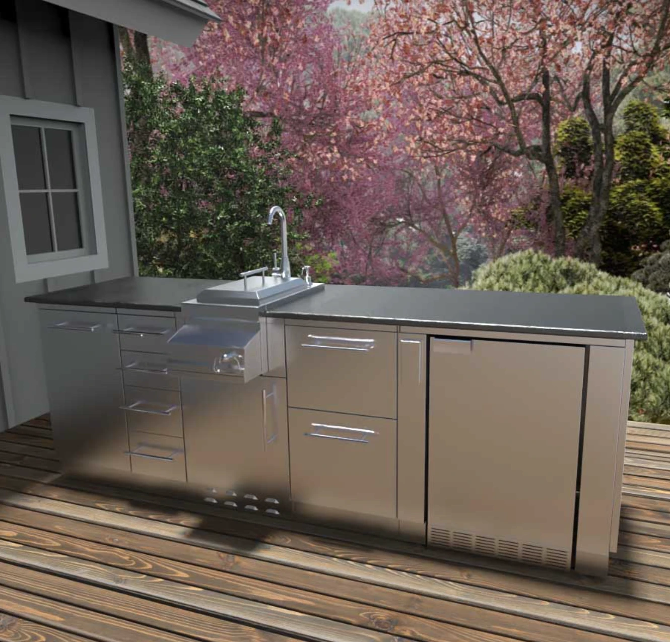 Sunstone Metal Products Savana 8' 6" Length Wet Bar Outdoor Cabinet Package SCPSAVANNA 4 Sunstone Metal Products Savana 8' 6" Length Wet Bar Outdoor Cabinet Package SCPSAVANNA - Image 2