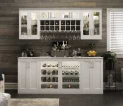 NewAge Wall Bar Cabinet Wine Cabinet Set With Glass Beverage Display Base Cabinet, Wall Wine Rack, Glass Tall Wall Display Cabinet - 7 Piece Home Dry Bar Wine Storage Cabinet Set 62522 -Home And Outdoor Screen Shot 2024 10 22 at 08.54.34 3