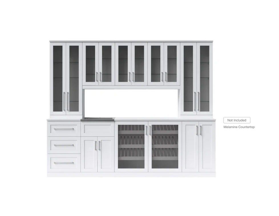 NewAge Wet Bar Cabinets Home Bar With Sink, Glass Door Beverage Display Base Cabinet, Tall Glass Door Wall Display Cabinets - 10 Piece Home Bar Cabinets Wetbar With Sink 62717 3 NewAge Wet Bar Cabinets Home Bar With Sink, Glass Door Beverage Display Base Cabinet, Tall Glass Door Wall Display Cabinets - 10 Piece Home Bar Cabinets Wetbar With Sink 62717