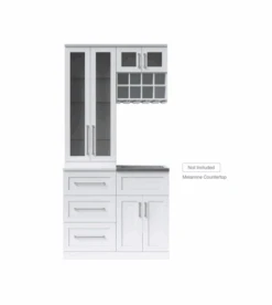 NewAge Wet Bar Cabinets With Sink Station, Tall Glass Door Wall Display Cabinet, Wall Wine Rack - 5 Piece Wall Bar Cabinet Wine Cabinet Set 62745