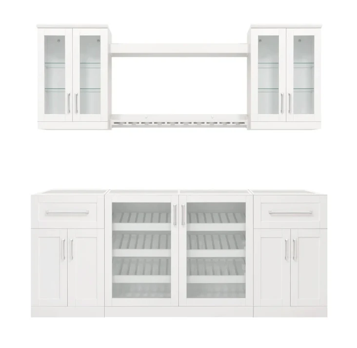 NewAge Wall Bar Cabinet Wine Cabinet Set With Glass Beverage Display Base Cabinet, Floating Display Shelf, Hanging Stemware Shelf, Glass Short Wall Display Cabinet - 8 Piece Home Dry Bar Wine Storage Cabinet Set 62539 3 NewAge Wall Bar Cabinet Wine Cabinet Set With Glass Beverage Display Base Cabinet, Floating Display Shelf, Hanging Stemware Shelf, Glass Short Wall Display Cabinet - 8 Piece Home Dry Bar Wine Storage Cabinet Set 62539