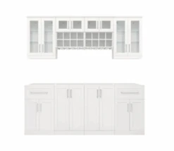 NewAge Wall Bar Cabinet Wine Cabinet Set With Glass Beverage Display Cabinet, Wall Wine Rack, Glass Short Wall Display Cabinet - 8 Piece Home Dry Bar Wine Storage Cabinet Set 62528 -Home And Outdoor Screen Shot 2024 11 11 at 12.06.45
